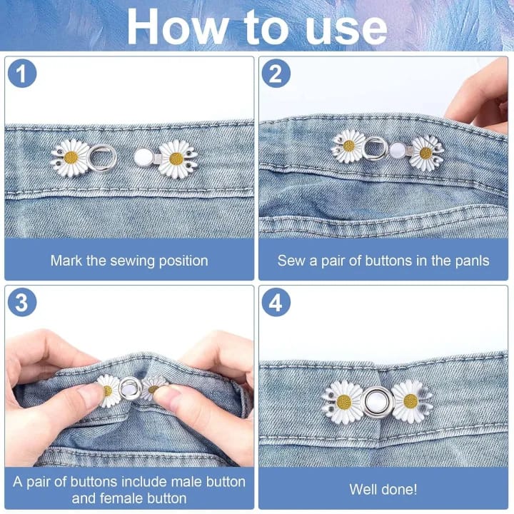 Adjustable Waist Buckle Tightener, Detachable Jeans Button Pins, Decorative Safety Pins Buttons for Clothes, Pants, Skirts, Loose Jeans Waist Buckle Kit - image 5