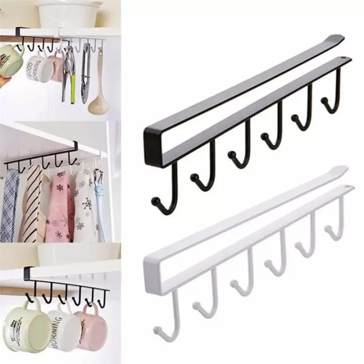 Metal 6-Pin Wardrobe Organizer Wall Mounted Clothes Hook Hanger Rack for Clothes, Keys, Bathroom Accessories - Pack of 1 - image 4