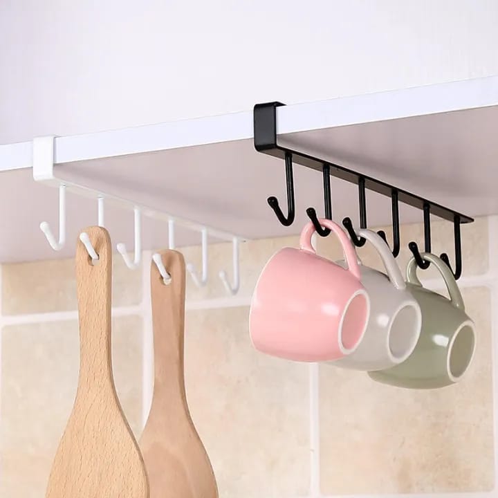 Metal 6-Pin Wardrobe Organizer Wall Mounted Clothes Hook Hanger Rack for Clothes, Keys, Bathroom Accessories - Pack of 1 - image 2
