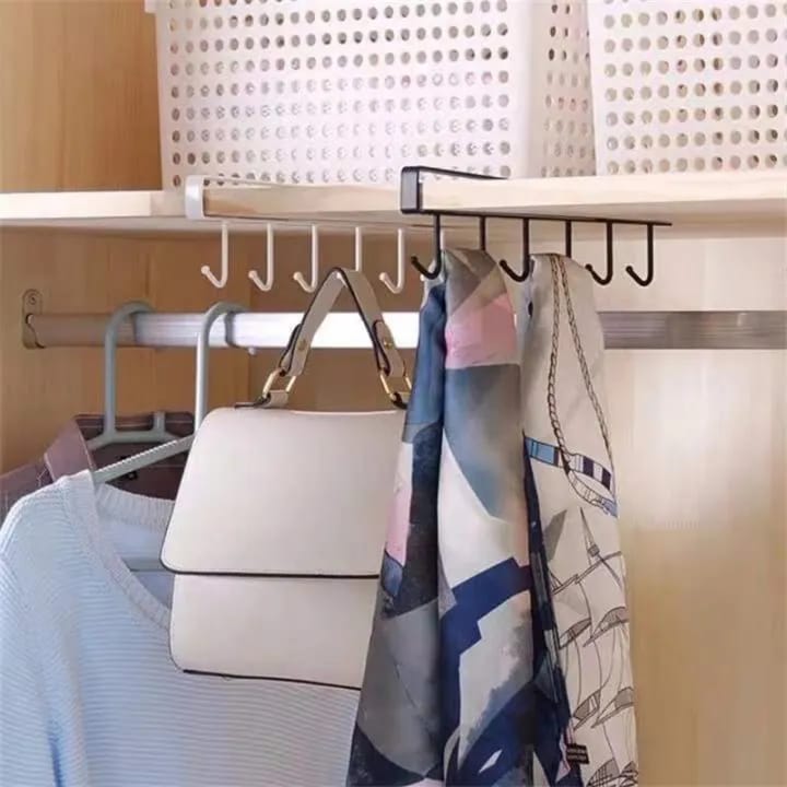 Metal 6-Pin Wardrobe Organizer Wall Mounted Clothes Hook Hanger Rack for Clothes, Keys, Bathroom Accessories - Pack of 1 - image 1