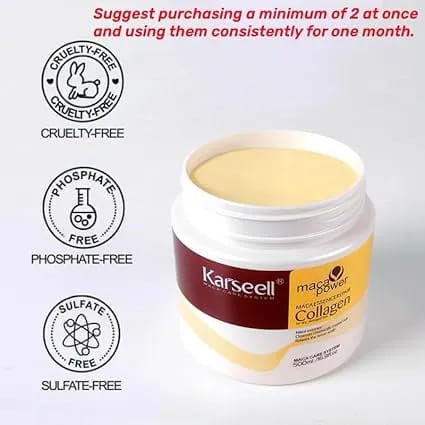 Karseell Collagen Hair Treatment Deep Repair Conditioning Argan Oil Collagen Hair Mask Essence for Dry Damaged Hair All Hair Types 500Ml - image 2