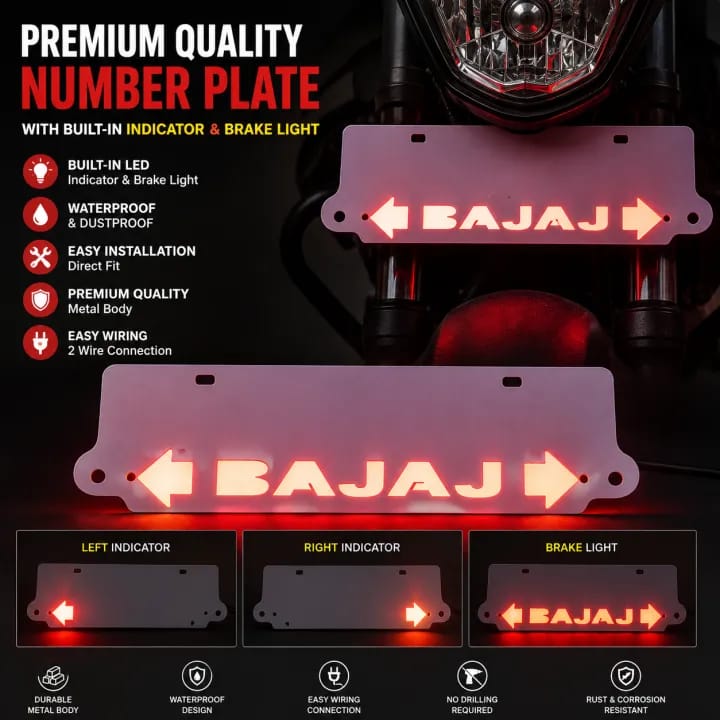 Bajaj Bike Number Plate With Indicator/Break Light - image 3