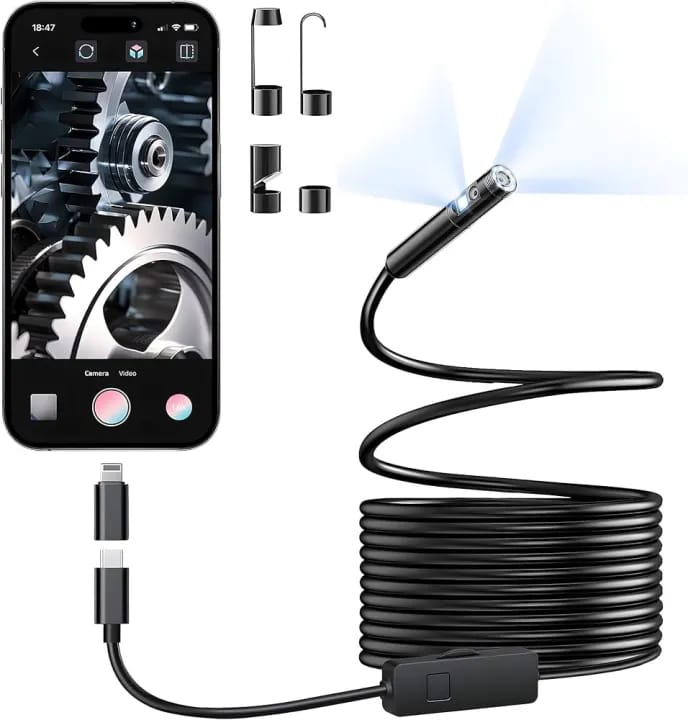 5.5mm 2MP HD USB Endoscope Camera – Waterproof Snake Inspection Camera with LED Light for Android & PC (2M Cable) - image 2