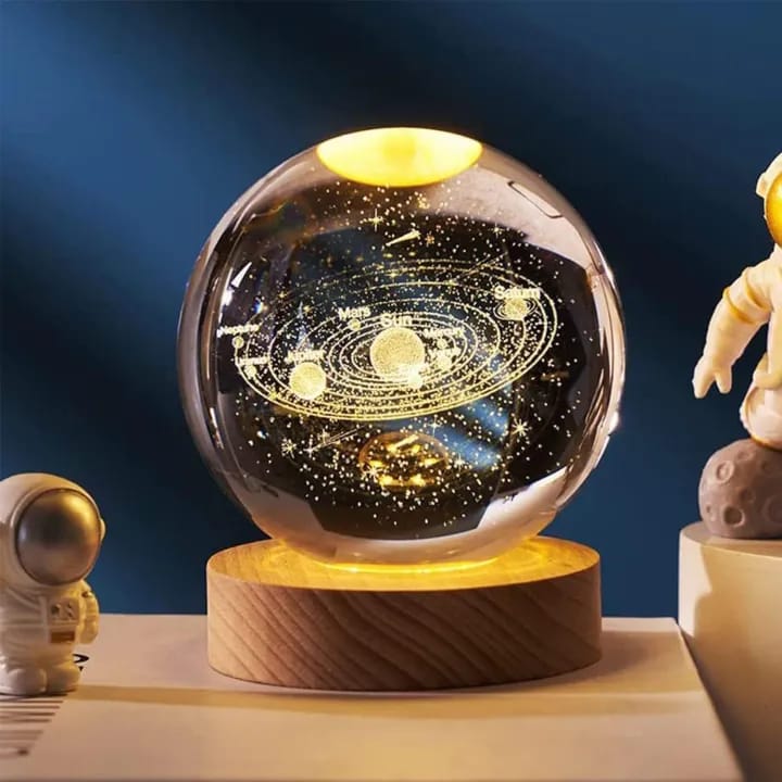 Crystal Ball Lights 3D Night lamp With Wooden Base Moon, Saturn, Galaxy , Lady , Solarsystem - image 5