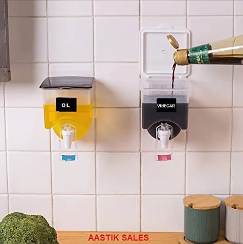 Wall Mounted Oil Dispenser for Kitchen Organizing- Pack of 1 (Multicolor)500ml - image 4
