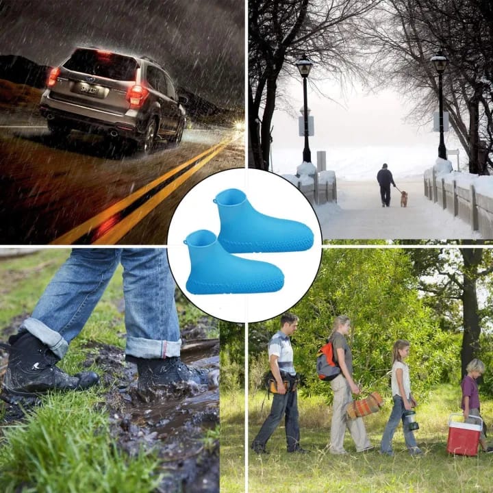 Anti-slip Silicone Reusable Rain Shoe Covers Waterproof Protector Shoes Cover - image 2