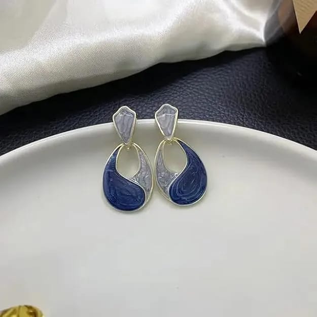Blue And Grey Enamel Drop Earrings Fashion Jewelry Accessory - image 5