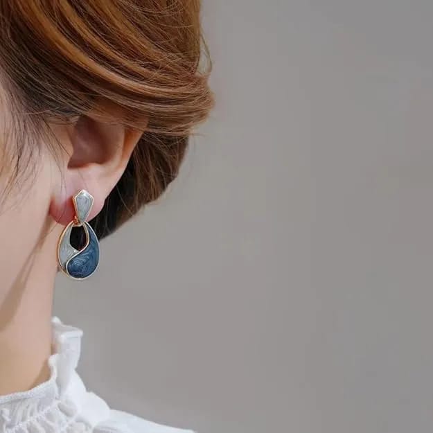 Blue And Grey Enamel Drop Earrings Fashion Jewelry Accessory - image 4