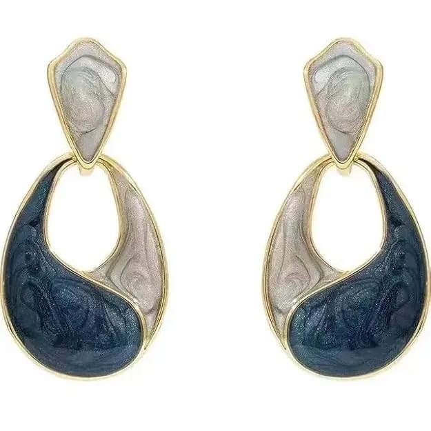 Blue And Grey Enamel Drop Earrings Fashion Jewelry Accessory - image 1