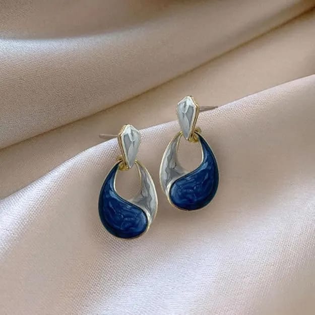 Blue And Grey Enamel Drop Earrings Fashion Jewelry Accessory - image 2