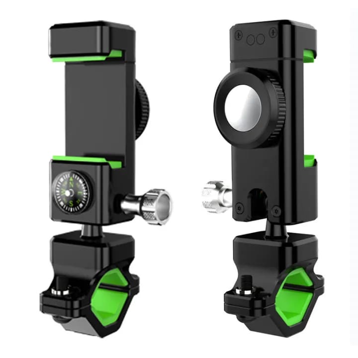 Universal Motorcycle & Bicycle Mobile Phone Holder with Compass | 360° Rotatable Bike Phone Mount | Anti-Slip Handlebar Stand - image 1