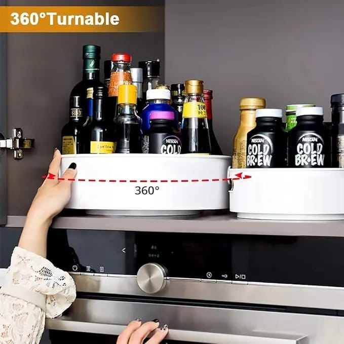 360° Rotating Kitchen Organizer Tray | Multi-Purpose Lazy Susan Storage Turntable | Fridge, Cabinet & Dining Table Organizer - image 2