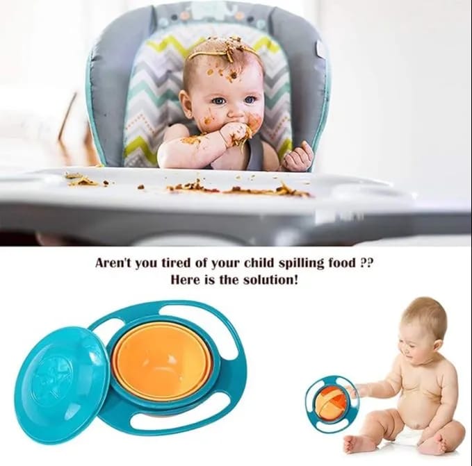 Baby bowl Portable Non Spill Feeding Toddler Bowl 360 Degree Rotating Dish | Magic Snack Bowl for Baby and Kids - Multicolor (Pack of 1) - image 5