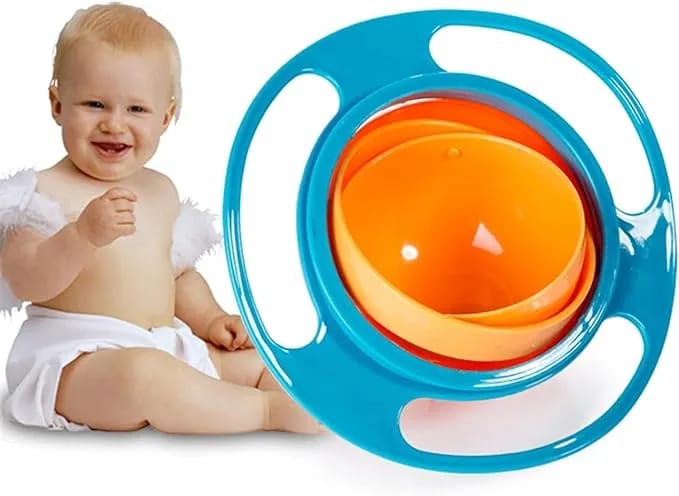 Baby bowl Portable Non Spill Feeding Toddler Bowl 360 Degree Rotating Dish | Magic Snack Bowl for Baby and Kids - Multicolor (Pack of 1) - image 2