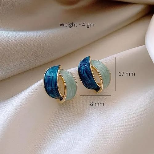 Vintage Enamel Earrings Geometric Arc Earrings - image 5