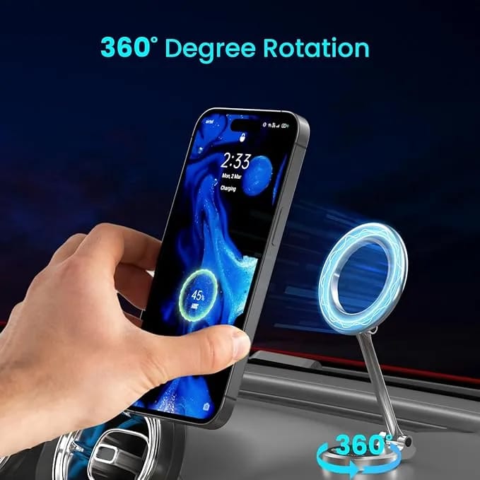 Magnetic Phone Holder Stand for Car | 360° Rotating Adjustable Foldable Desk Mobile Stand | Strong Magnetic Cell Phone Holder for iPhone & Android - image 5