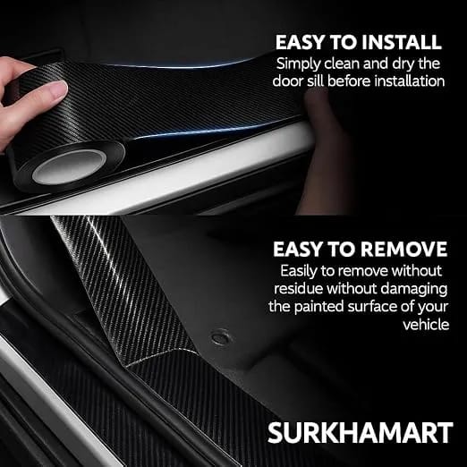 Black Carbon Fiber Style Waterproof Car Seal Strip Door Edge Cover Guard Anti-Scratch Step Decoration Cover Tape -5 M - image 3