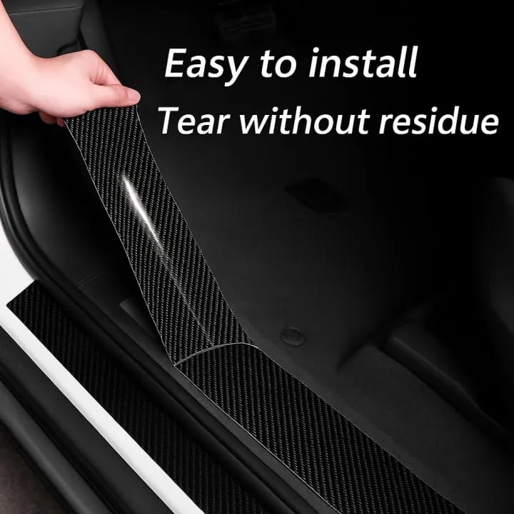 Black Carbon Fiber Style Waterproof Car Seal Strip Door Edge Cover Guard Anti-Scratch Step Decoration Cover Tape -5 M - image 4