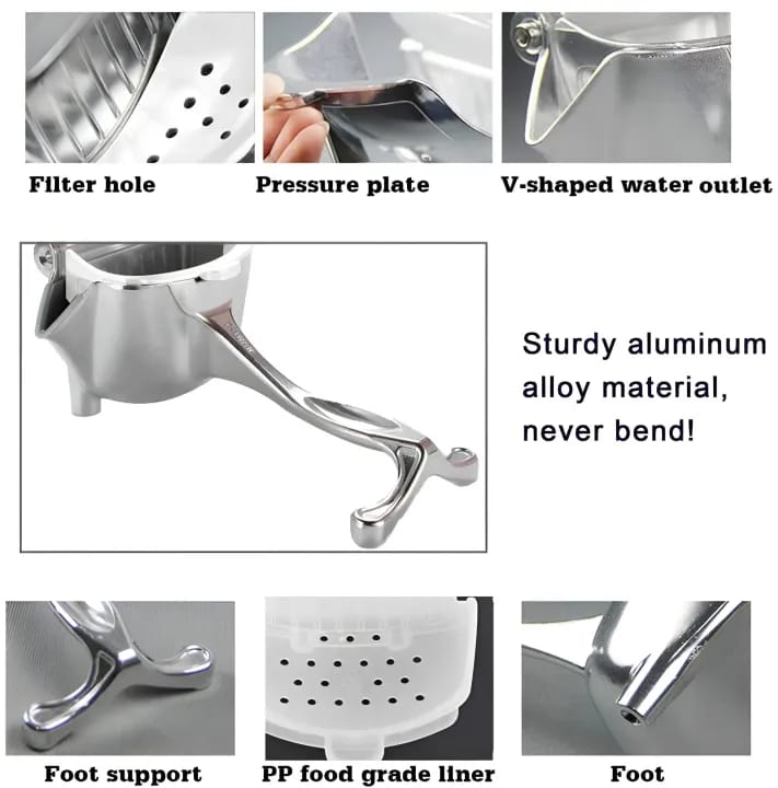 Aluminum Manual Fruit Heavy Duty Hand Press Metal Juicer - image 3