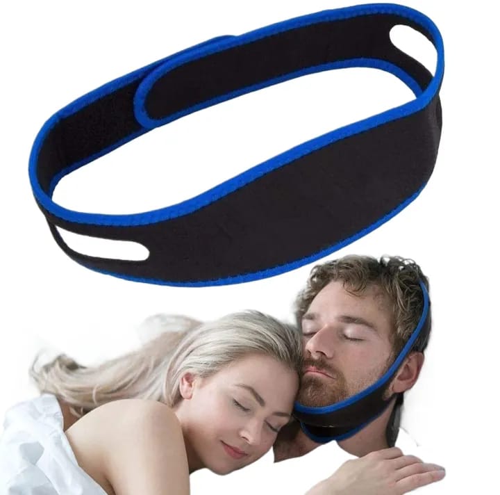 Anti Snore Nose Belt Easily Adjustable Night Sleeping Device (Black + Blue, Diving Cloth, Pack Of 1 Pcs) - image 1