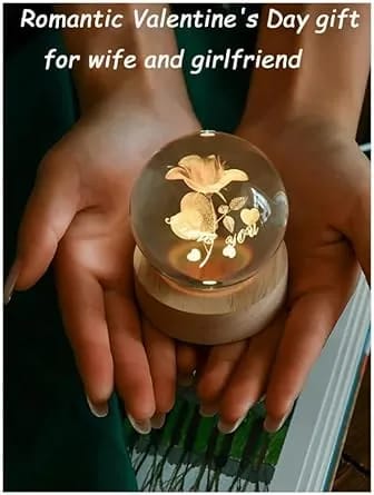 Glass Crystal Ball Big Size Rose and I Love You Letter Effect With LED light - image 3