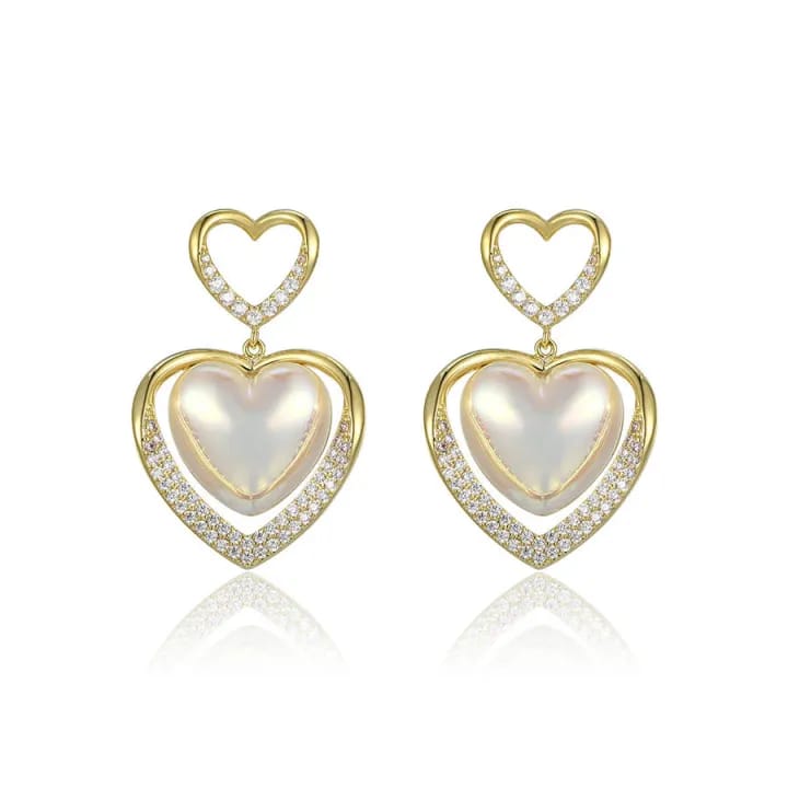 Hollow Ring Elegant Heart-shaped Faux Pearl Drop Earrings - image 4