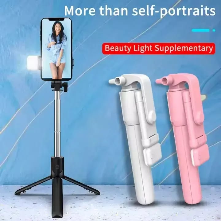 R1S Bluetooth Selfie Stick with LED Fill Light | Tripod Stand & Remote Control | 710mm Extendable | For Android & iPhone - image 5