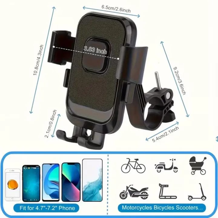 360° Rotating Motorcycle Mobile Holder Bike Handlebar Phone Mount Adjustable Bicycle Phone Stand - image 2
