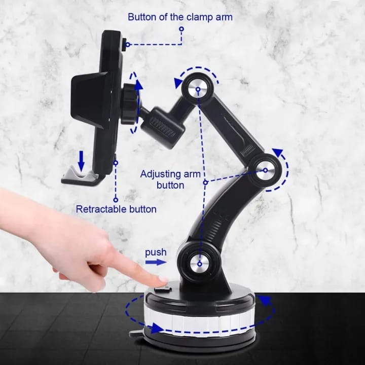 360° Multi-Joint Car Phone Holder with Strong Suction Cup | Adjustable Arm Dashboard & Windshield Mount - image 3