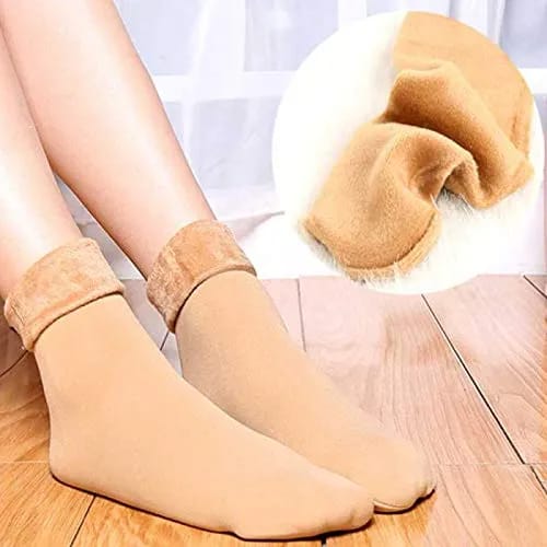 Pack of 3 Pairs Women Velvet Fur Inside Winter Socks - Multicolor - image 2