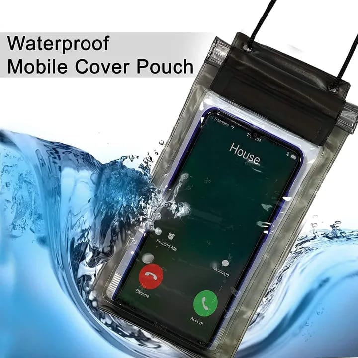 3 Layers Waterproof Sealed Mobile Pouch Cover for Protection in Rain and Swimming Fits for Any Android and iPhone (Transparent, Universal Size) - image 2