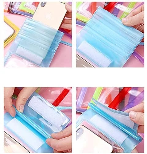 3 Layers Waterproof Sealed Mobile Pouch Cover for Protection in Rain and Swimming Fits for Any Android and iPhone (Transparent, Universal Size) - image 3