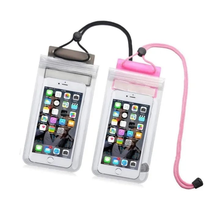 3 Layers Waterproof Sealed Mobile Pouch Cover for Protection in Rain and Swimming Fits for Any Android and iPhone (Transparent, Universal Size) - image 1