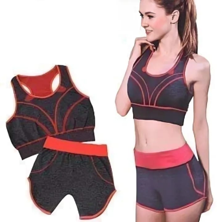 Women's Yoga Wear Sports Bra and Shorty Set | Running Shorts Gym Suits (Multi Color, Free Size) - image 4