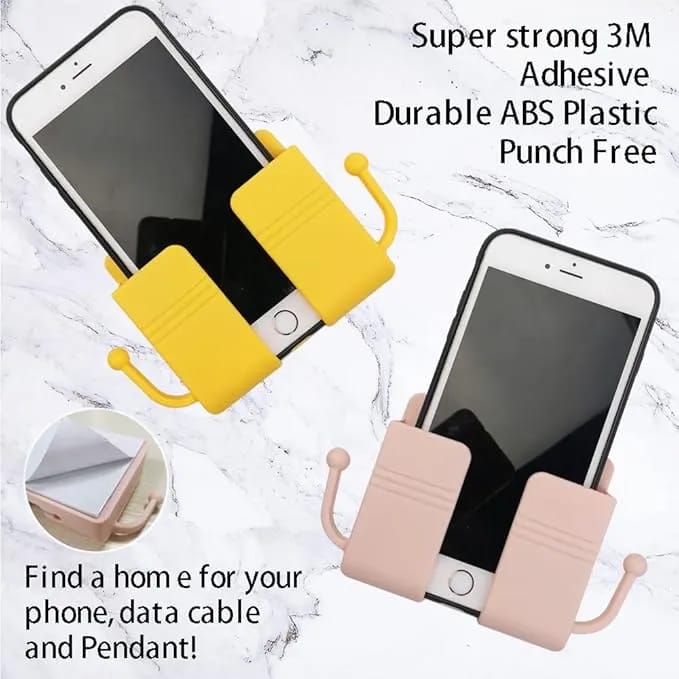 Wall Mounted Mobile Holder with Charging Hole & Key Hook – Multi-Purpose Remote Holder Storage Case | Self-Adhesive Phone Stand Organizer for Home & Office - image 4