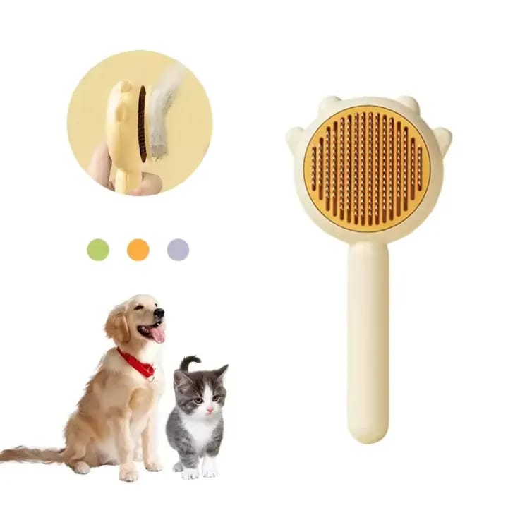 Pet Cat Brush Dog Comb Hair Removes Pet Hair Comb Self Cleaning Slicker Brush - image 1
