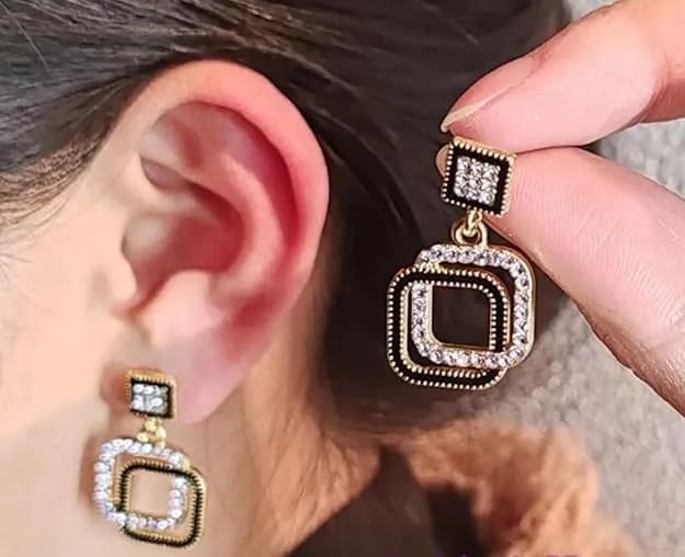 Black Square Drop Earrings Korean Party Style Jewelry - image 3