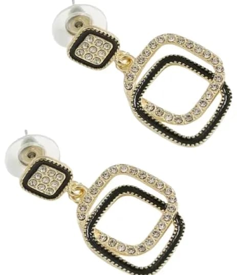 Black Square Drop Earrings Korean Party Style Jewelry - image 4