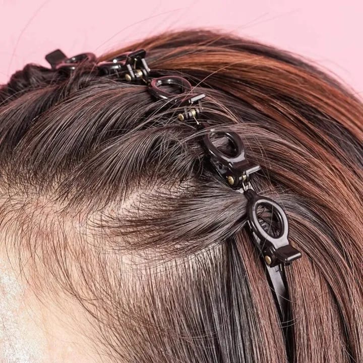 Resin Material Double Layered Designer Hairband with Clips For Girls And Women - Black And Brown | Fashion Hairband With Clip For Women - image 2