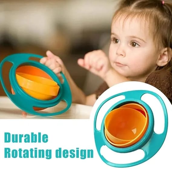 Baby bowl Portable Non Spill Feeding Toddler Bowl 360 Degree Rotating Dish | Magic Snack Bowl for Baby and Kids - Multicolor (Pack of 1) - image 2