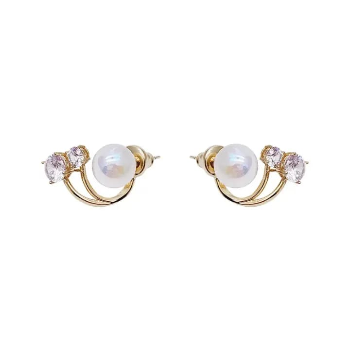 Elegant Trendy Korean Crystal Metal Pearl Ear Clips For Women Fashion Ear Claw Earrings For Girls - image 1
