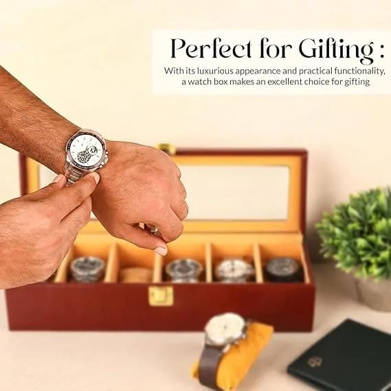 Luxury Leather Watch Organizer Box with Glass Display – 6 Slot Premium Watch Storage Case for Men & Women - image 5