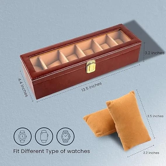Luxury Leather Watch Organizer Box with Glass Display – 6 Slot Premium Watch Storage Case for Men & Women - image 4