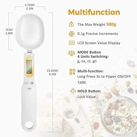 Digital Measuring Spoon Scale | LCD Electronic Kitchen Spoon for Baking, Cooking, Coffee & Medicine - image 2
