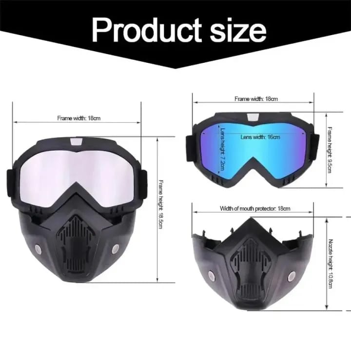 Motorcycle Bike In 2 In 1 Detachable Helmet Goggles Mask ) - image 4