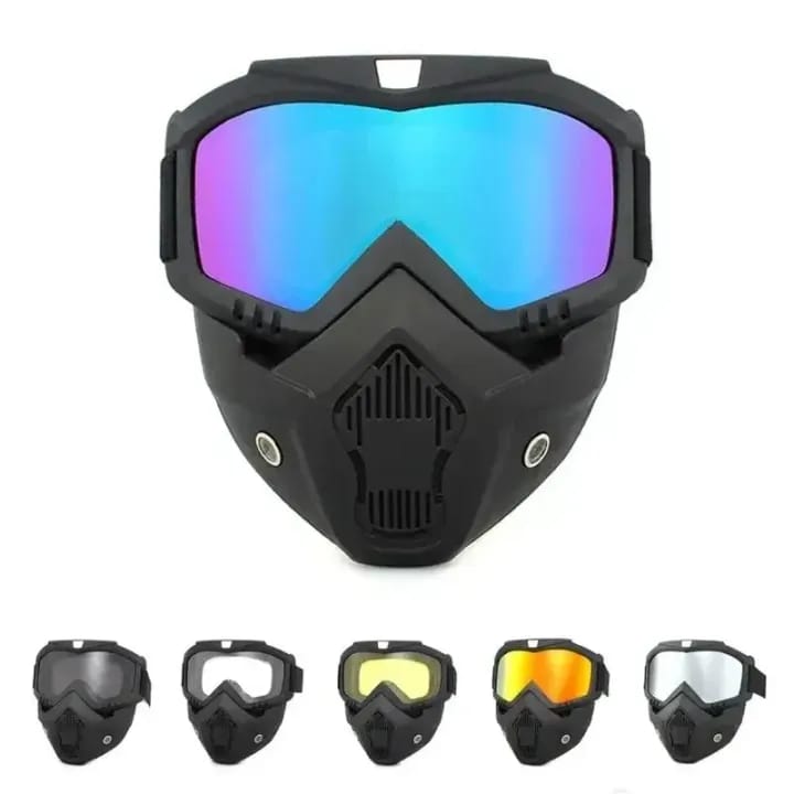 Motorcycle Bike In 2 In 1 Detachable Helmet Goggles Mask ) - image 1