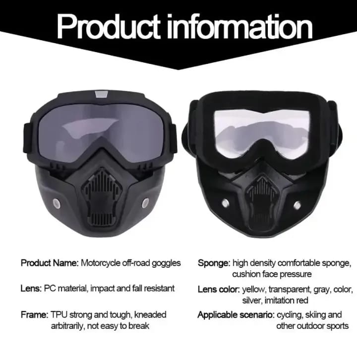 Motorcycle Bike In 2 In 1 Detachable Helmet Goggles Mask ) - image 3