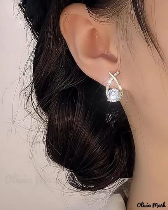 Sterling Silver Cross Fishtail Zircon Earrings, Teardrop-Shaped Fashion Dazzling Earrings Inlaid Diamond Stud Jewelry Gift For Women - image 5