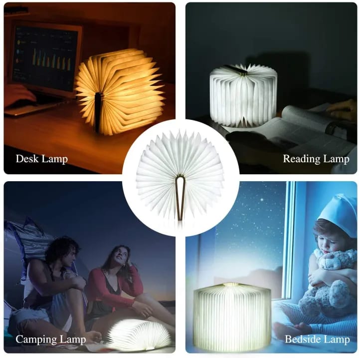 LED Book Lamp Upgraded Version Folding Book-Shaped Desk Light LED Paper Lantern with USB Rechargeable Night Light - image 5