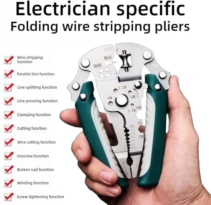 18-in-1 Foldable Wire Stripper Multifunctional Foldable Professional Wire Stripping Pliers Crimper Cable Cutter Pliers,Wire Stripper for Cutting and Pulling Wires Cable Scissors - image 5